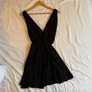 Show Me Your Mumu Surplice Tie Waist Mini Dress | Black | Size M